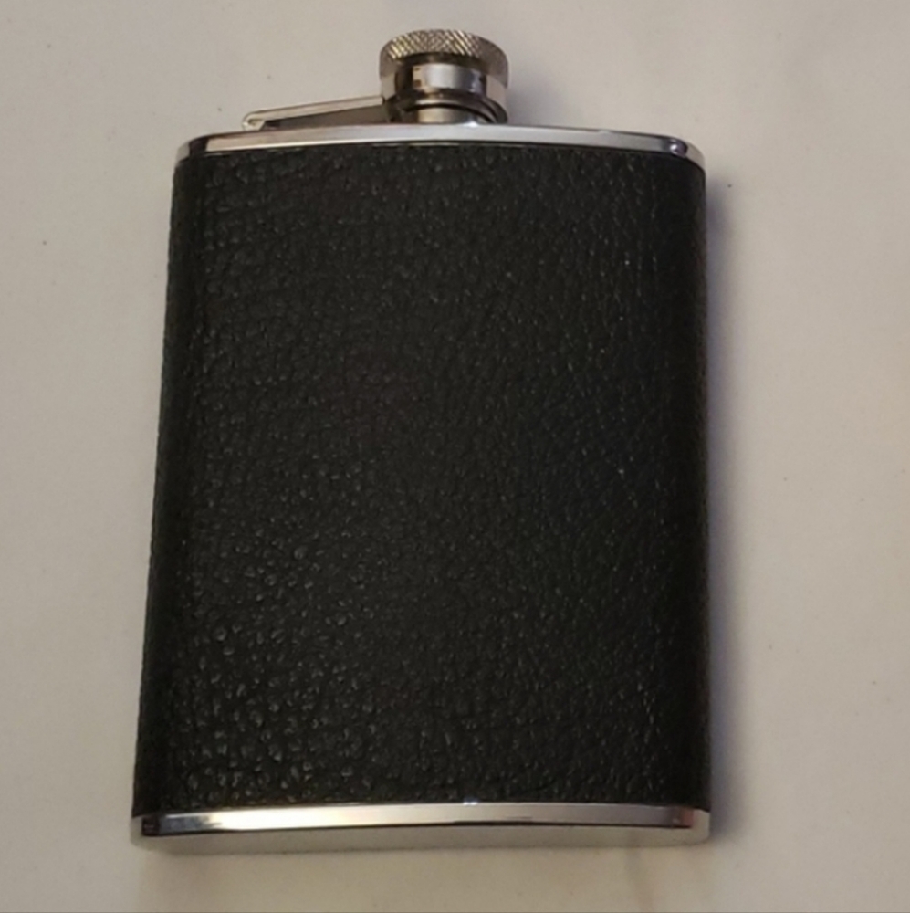 Flask black and silver new and great quality drinking booze party hiding sneaky
